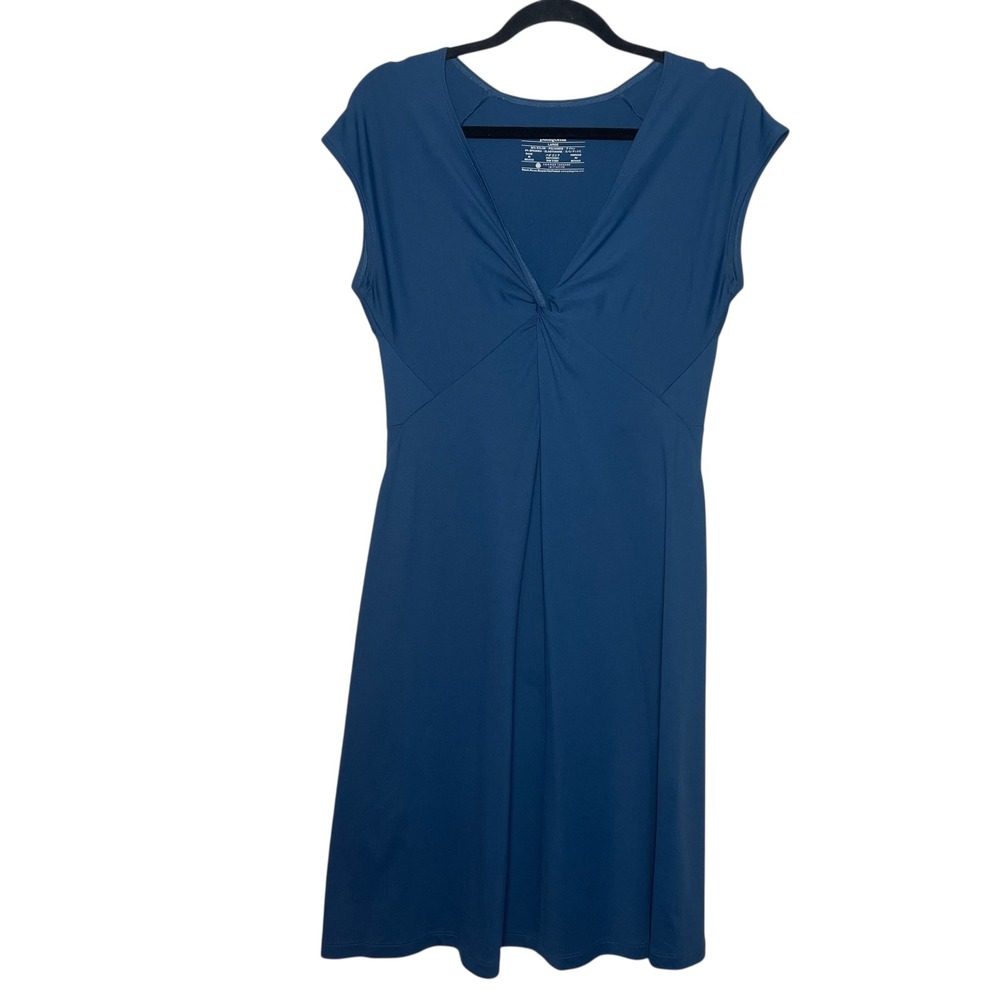 Patagonia Women Blue Twist Front Cap Sleeve Knee Length‎ Dress Size Large